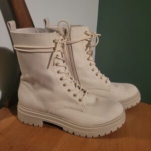 kelly rowland cream combat boots